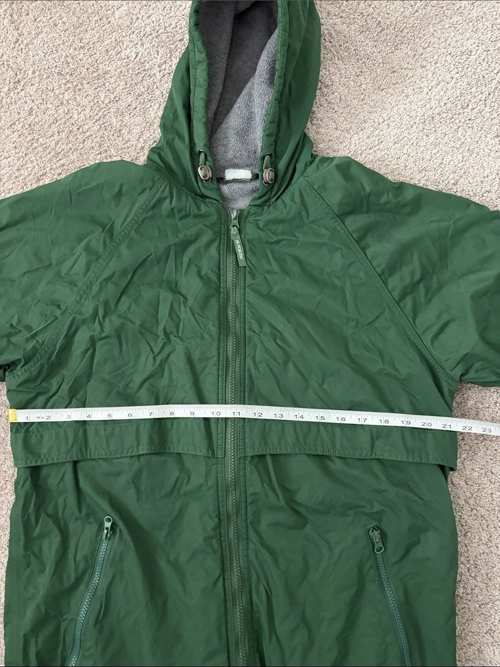 Kids Green Hooded Swim parka - Zip Front
